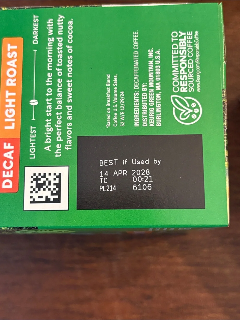 Green Mountain 96 count Breakfast Blend Decaf Light Roast K-Cups